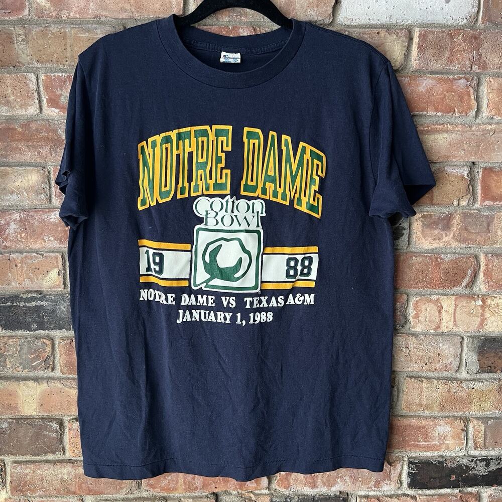 Vintage Cotton Bowl T Shirt XL 80s Champions 1988 Texas A&M Notre Dame XL